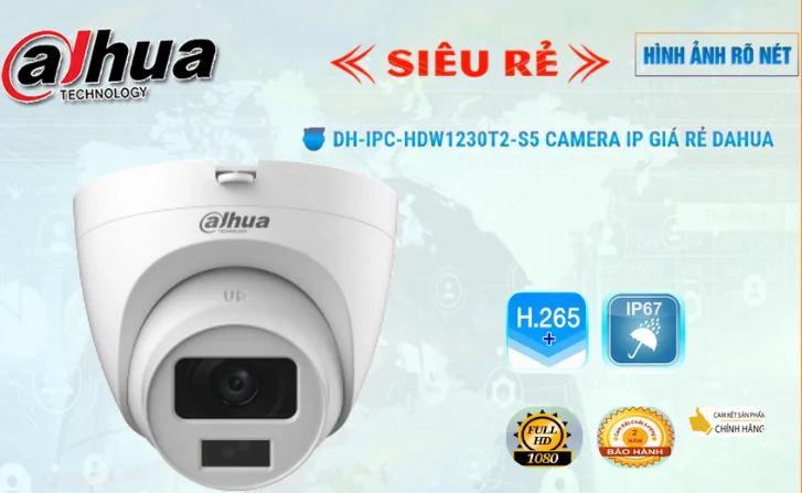 Camera IP 2MP Ốp Trần DAHUA DH-IPC-HDW1230T2-S5-VN